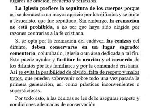 ¿Que dice la Iglesia sobre la incineración de los difuntos?